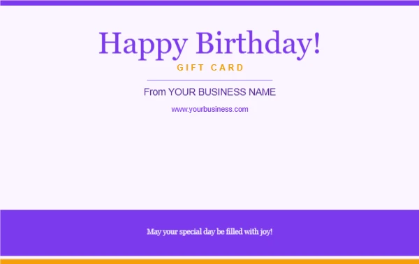 Birthday gift card template