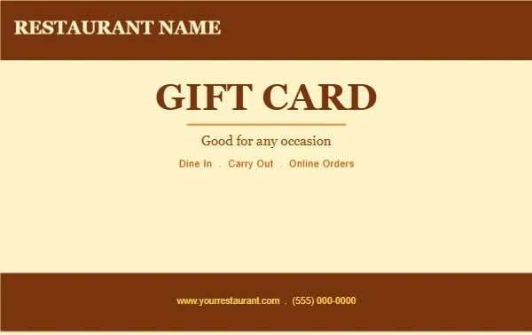 Restaurant gift card template