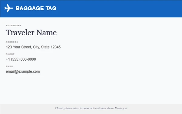 Boarding Pass luggage tag template