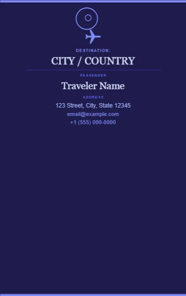 Destination luggage tag template