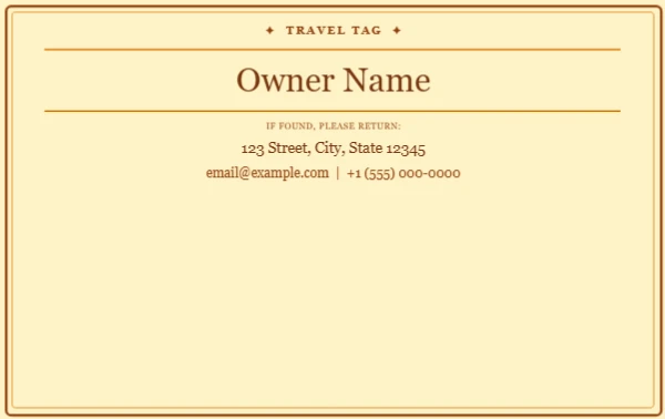 Vintage Journey luggage tag template